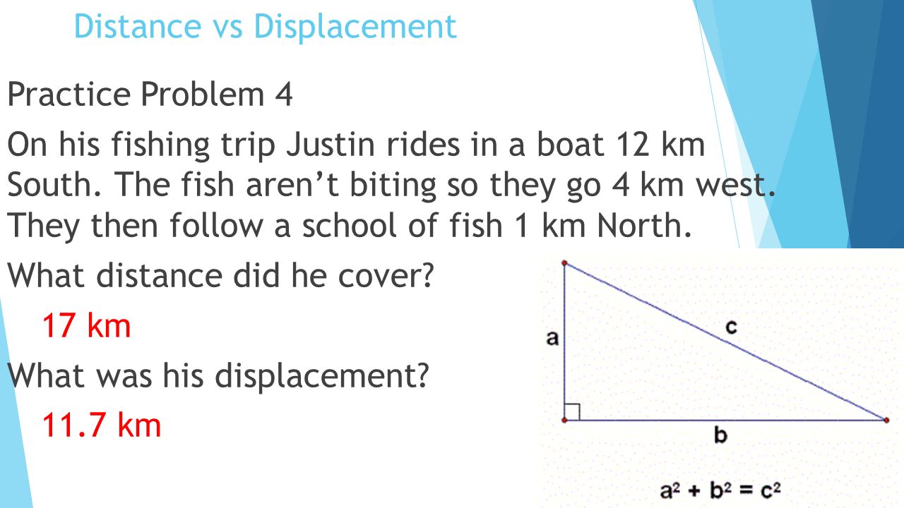 compare between distance and displacement physics